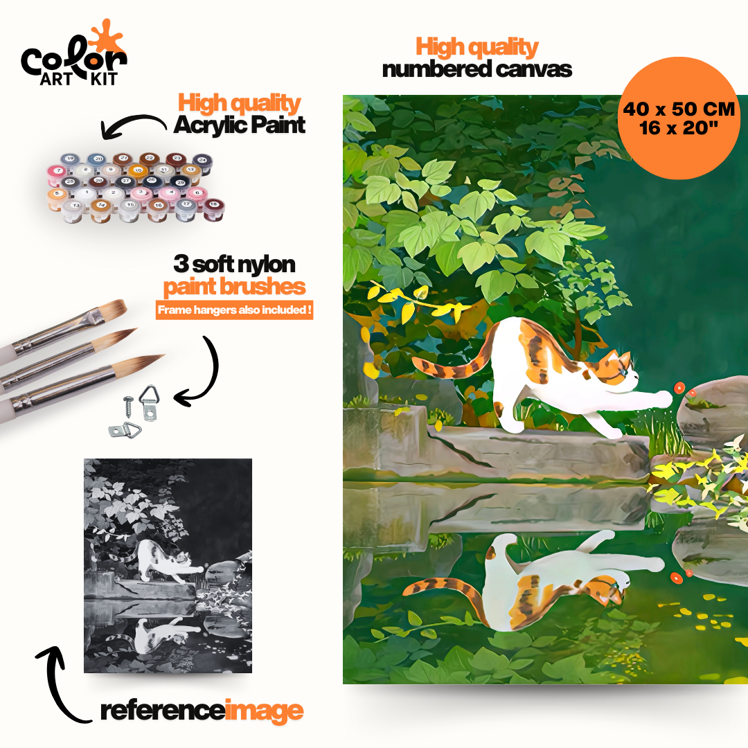 Cat over the pond