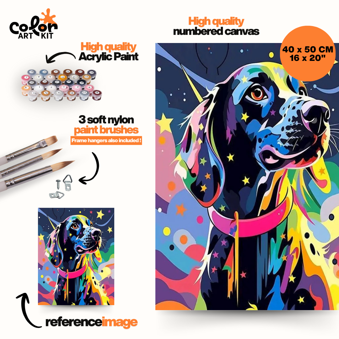 Starry Colorful Dog Portrait