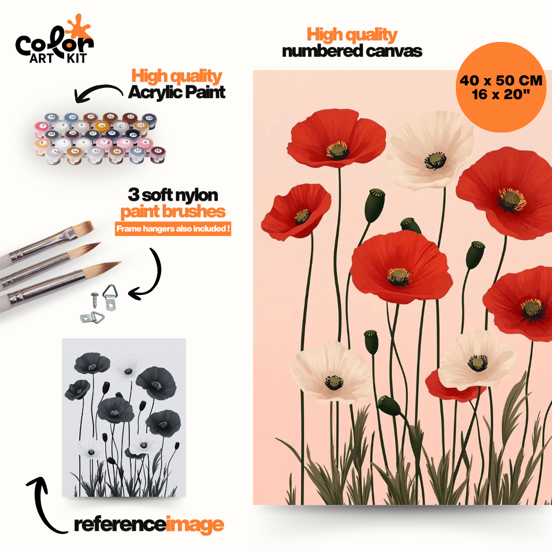 Red and white Poppies