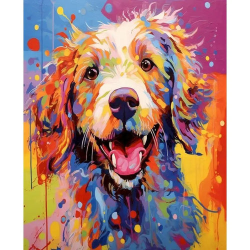 Colorful abstract happy dog.