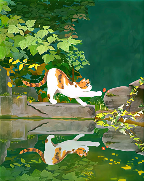 Cat over the pond