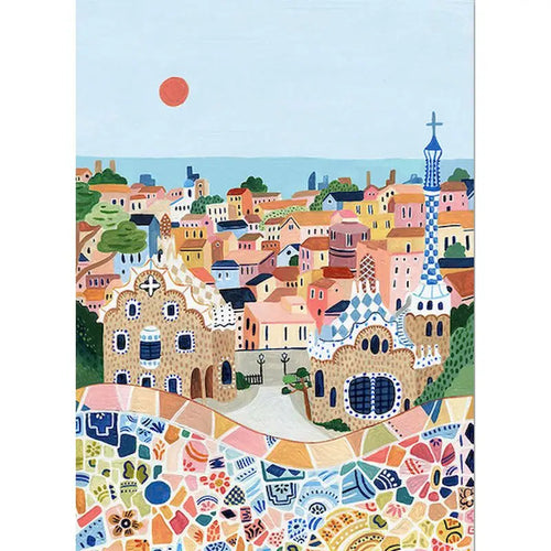 Barcelona Colorful Mosaic Cityscape