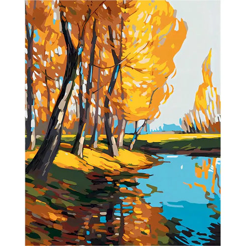 Impressionistic Autumn River Scene.