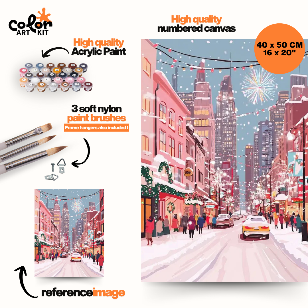 Snowy Festive City Street