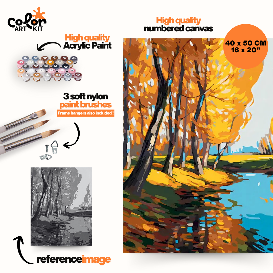 Impressionistic Autumn River Scene