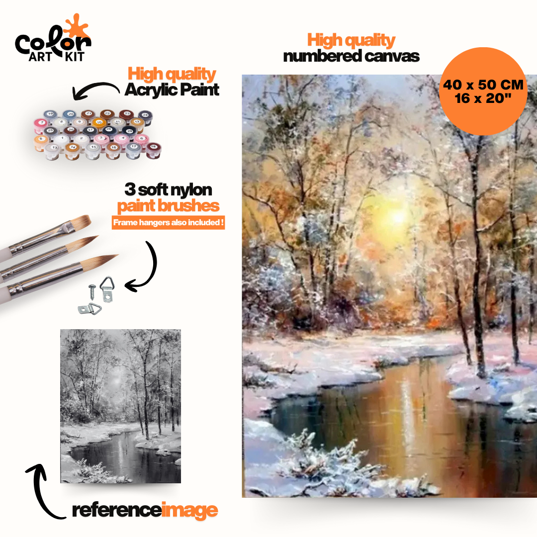Sunny Winter River Painting