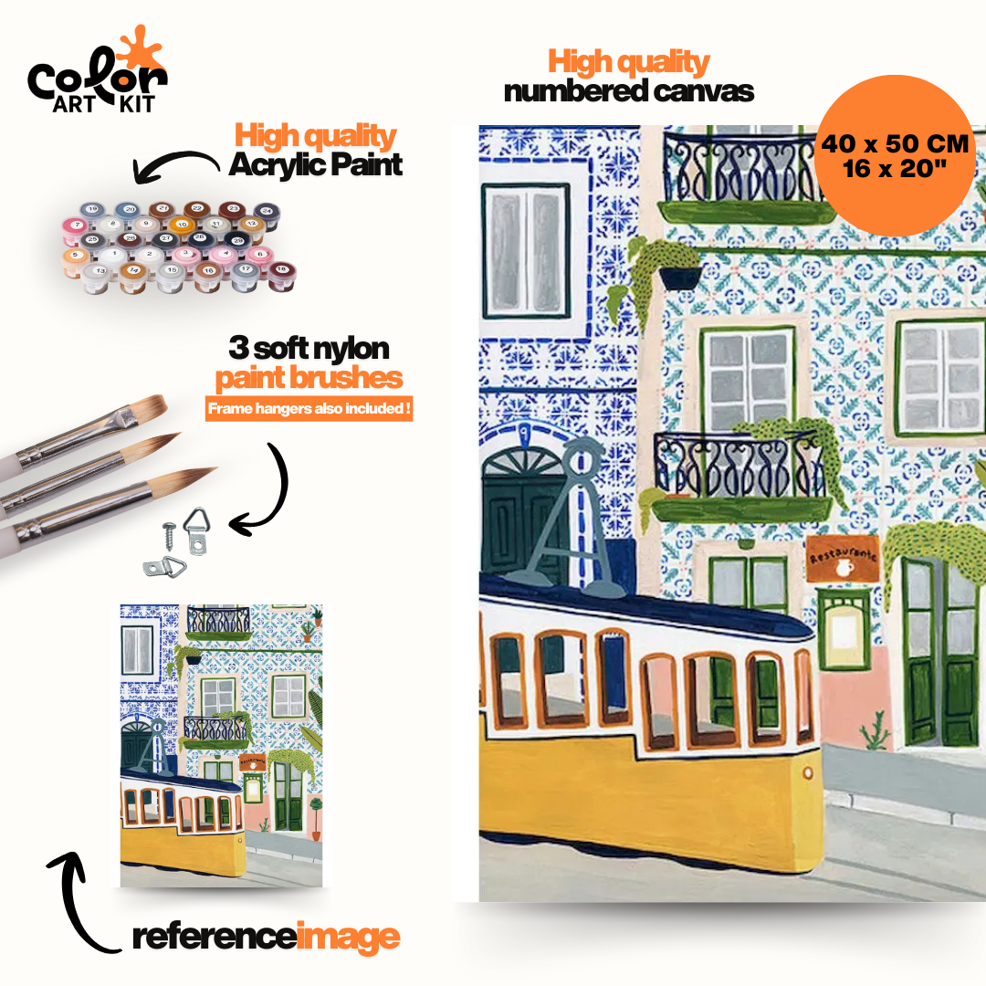 Lisbon Tram Street Scene