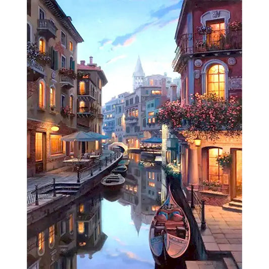 Venetian Canal with Gondolas 