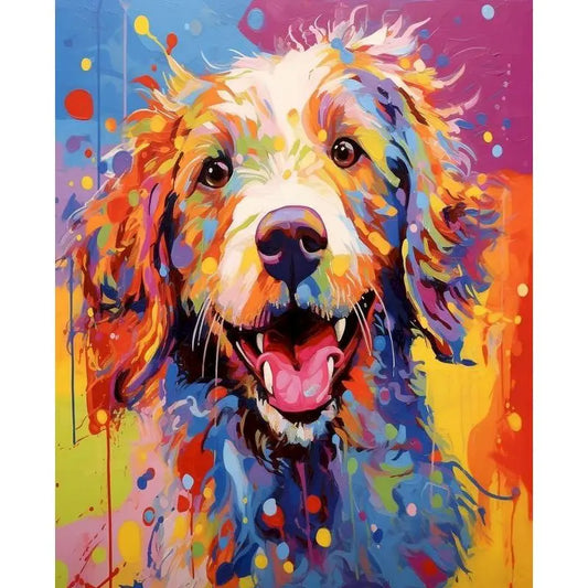Colorful abstract happy dog.