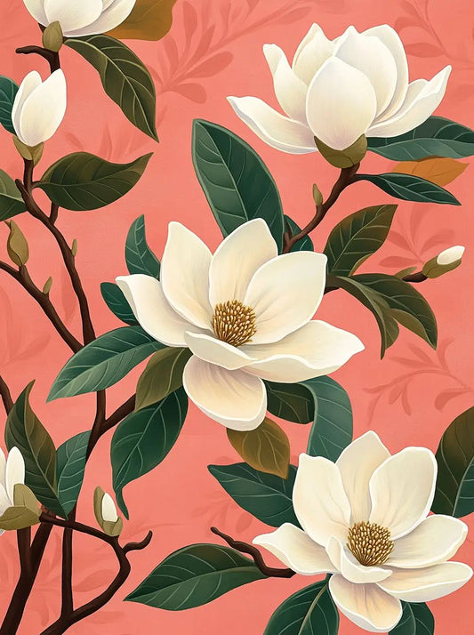 White Flowers on coral
