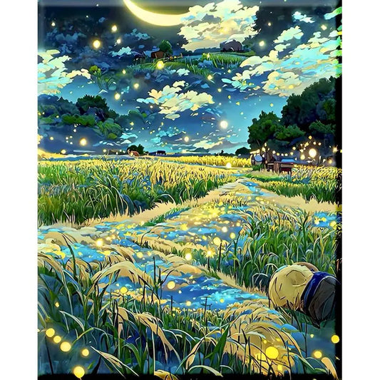 Glowing flowers in the Starry Night Sky