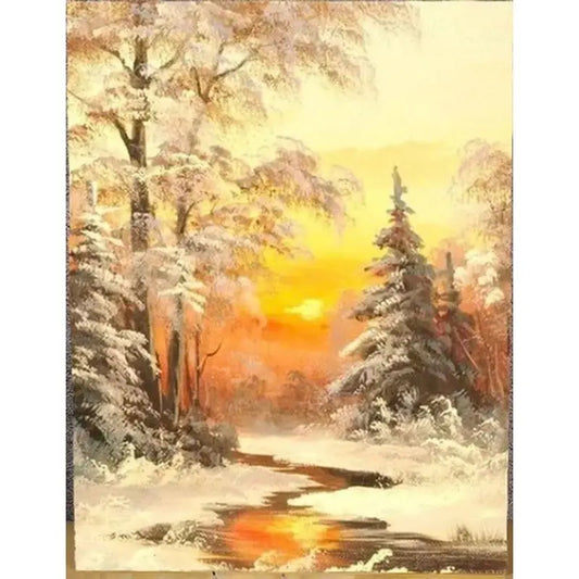 Winter Wonderland Sunset Painting