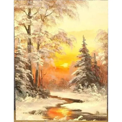 Winter Wonderland Sunset Painting