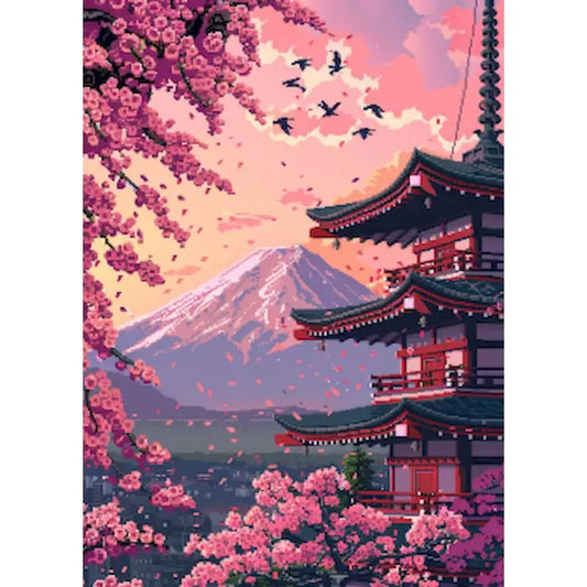 Pixel Art Japanese Sunset
