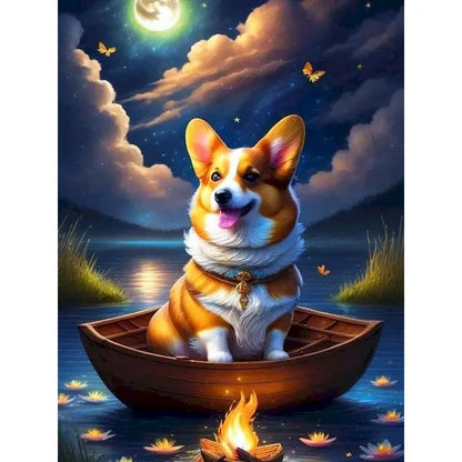 Whimsical Corgi Boat Night