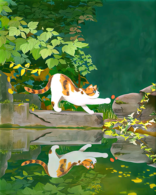 Cat over the pond