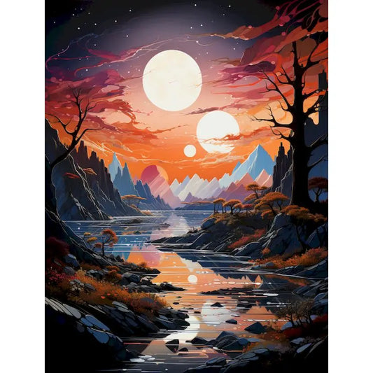 Mystical Twin Suns Landscape