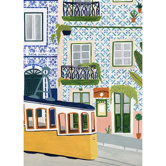 Lisbon Tram Street Scene