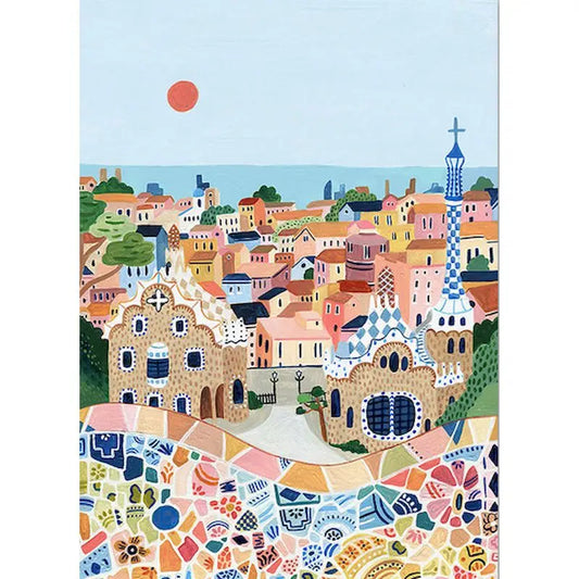 Barcelona Colorful Mosaic Cityscape