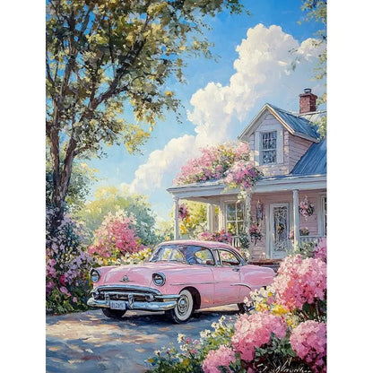Pink Vintage Car 