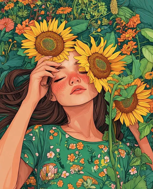 Girl in Sunflowers