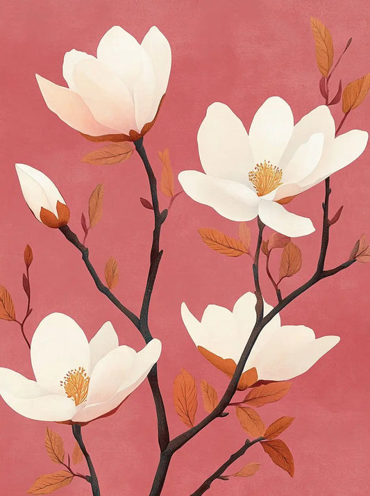 White flowers and brown leaves
