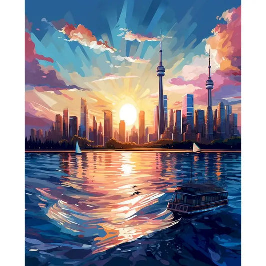 City Skyline Sunset Water