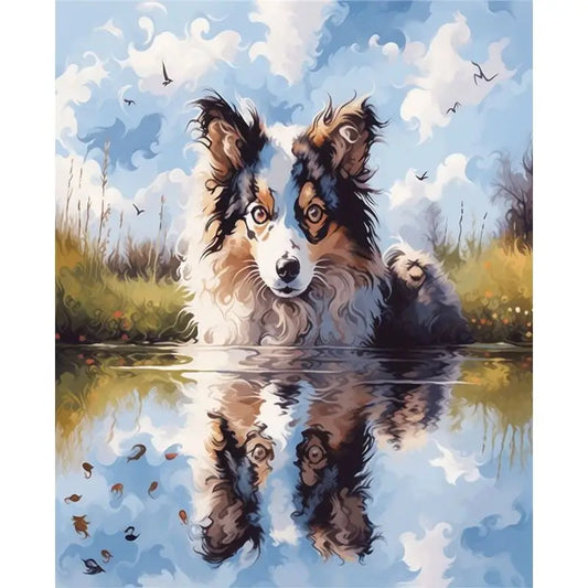 Dog Reflection Still Water