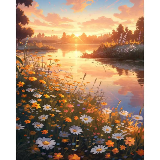 Sunset Lake Flowers