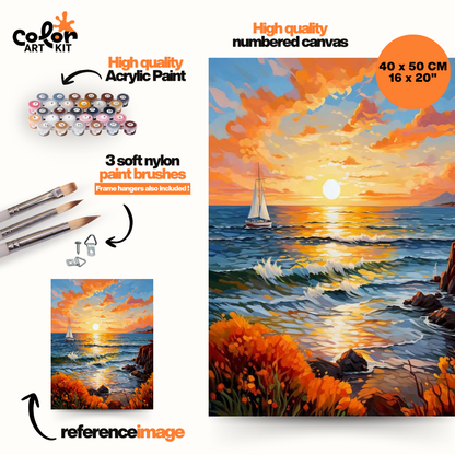 Vibrant Sunset Sailboat Ocean