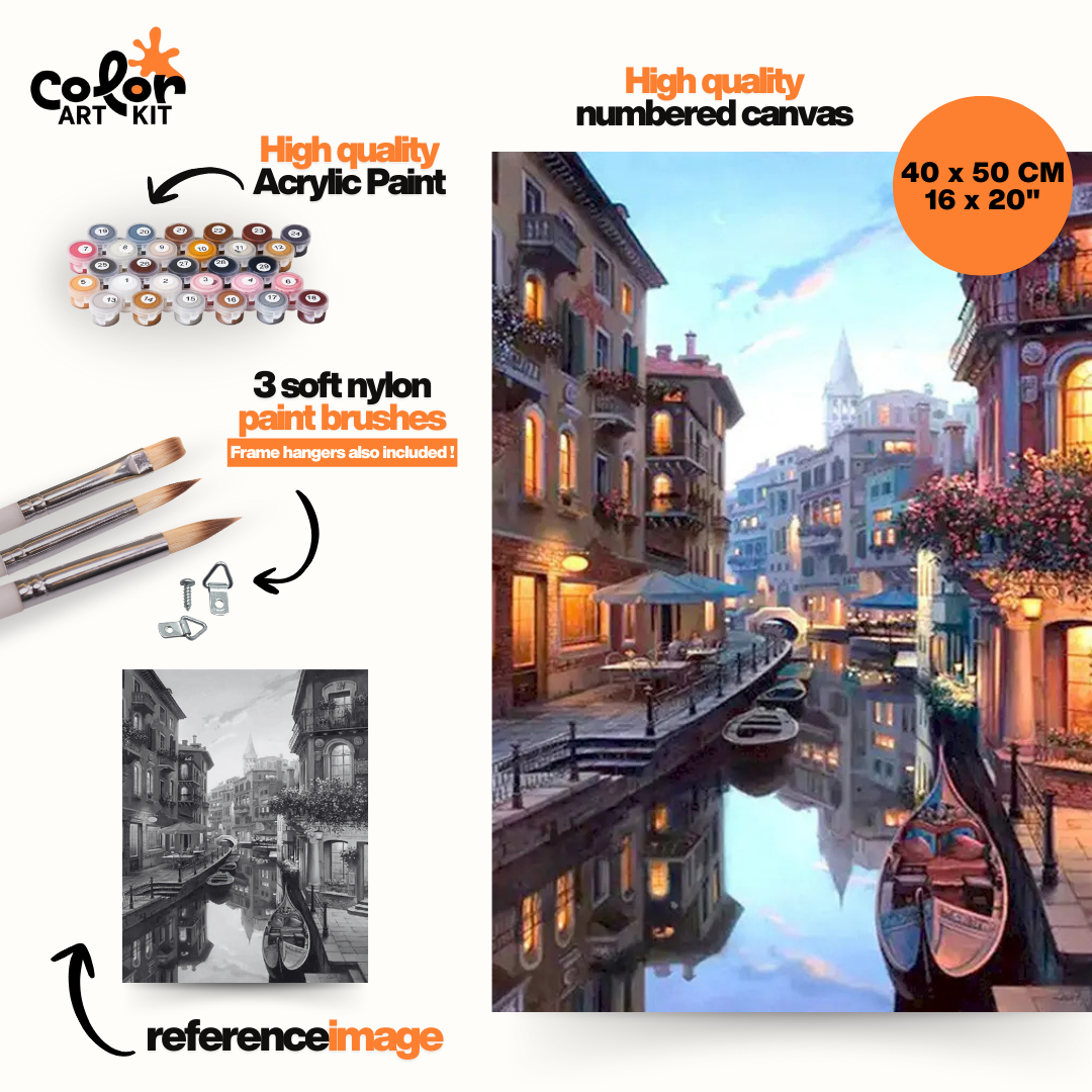 Venetian Canal with Gondolas