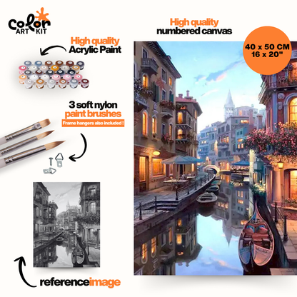 Venetian Canal with Gondolas