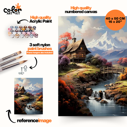 Mountain Cabin Stream Landscape